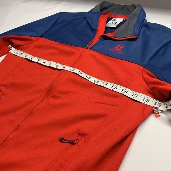 Salomon Soft Shell Advanced Skin Jacket Full Front Zipper Red/Blue Size Small - Picture 11 of 12